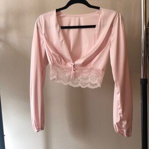 Fashion nova silky pink crop top